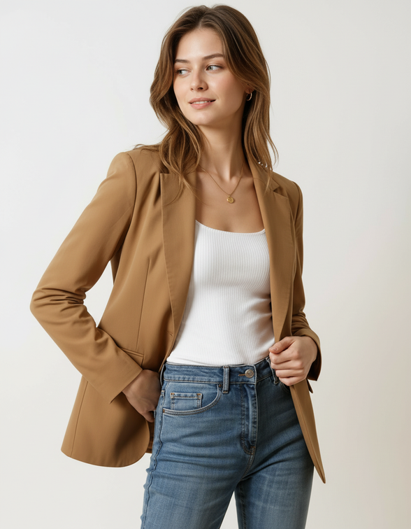 Bobbie | Elegante Lange Blazer Dames in Roze en Wit voor Diverse Gelegenheden