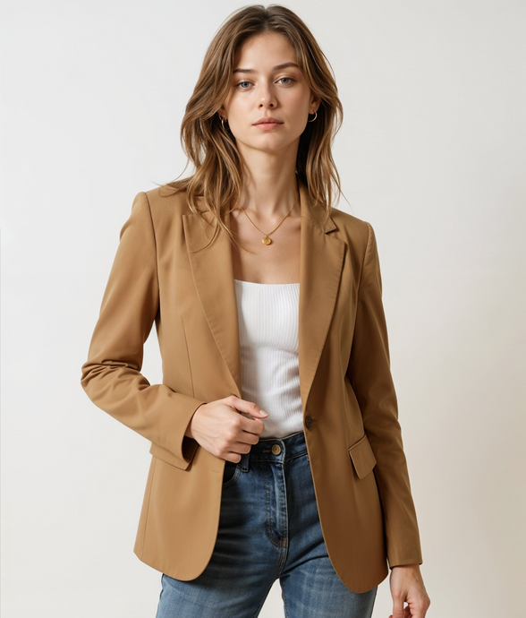 Bobbie | Elegante Lange Blazer Dames in Roze en Wit voor Diverse Gelegenheden