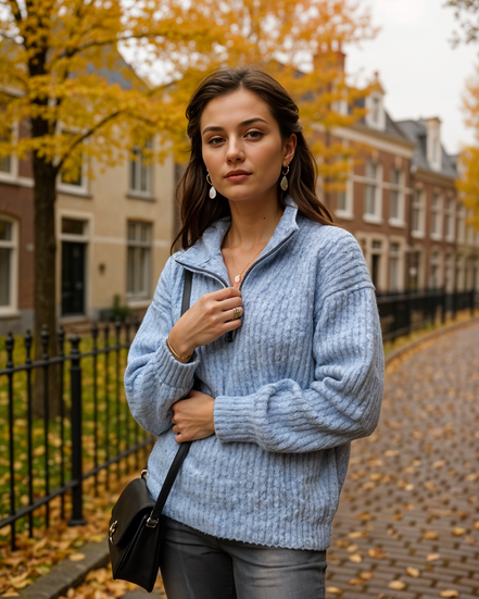 Lumi | Elegante Halve Rits Dames Trui voor Stijlvolle Combinaties