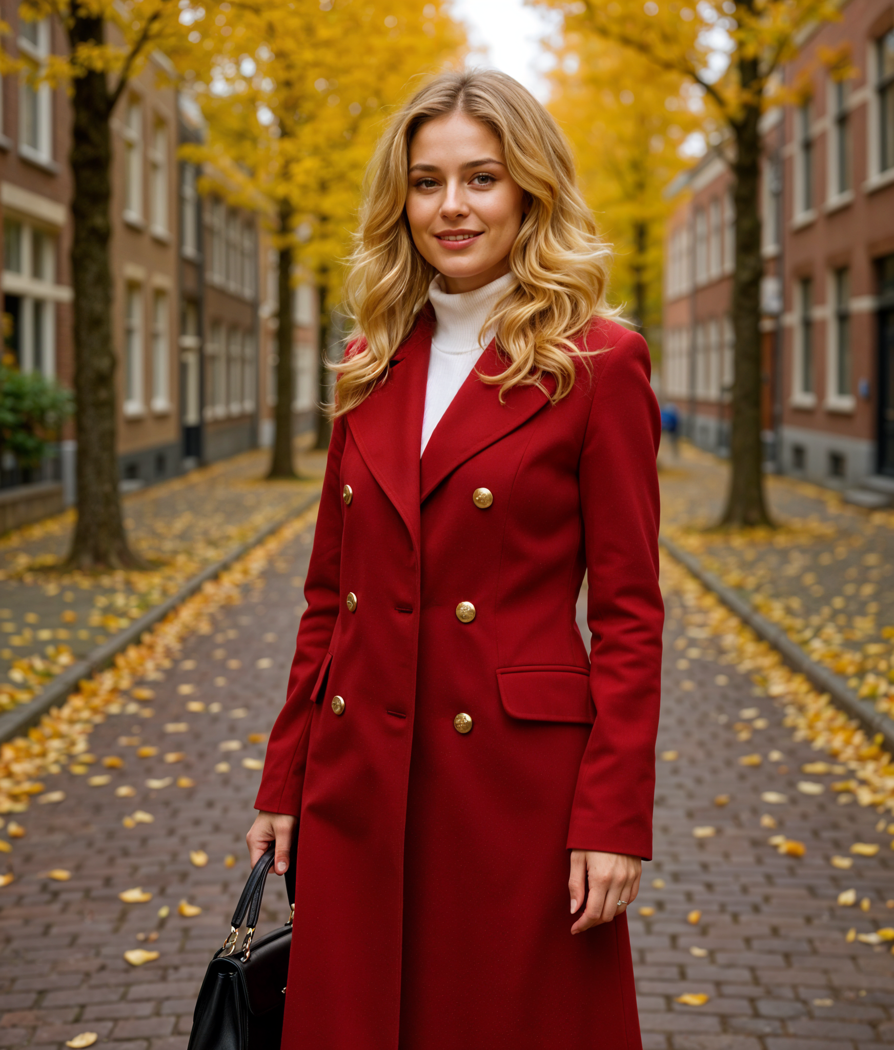 Adelinde | Stijlvolle Lange Winterjas Dames met Dubbele Rij Knopen