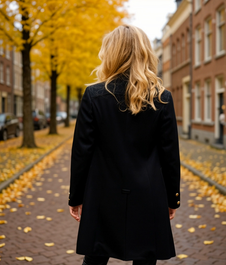 Adelinde | Stijlvolle Lange Winterjas Dames met Dubbele Rij Knopen