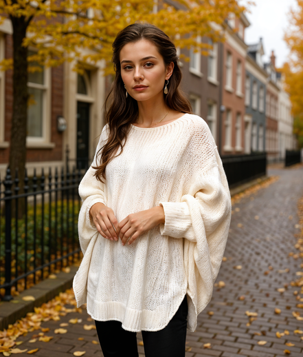 Alinde | Stijlvolle Oversized Gebreide Trui voor Dames met Batwing-Mouwen