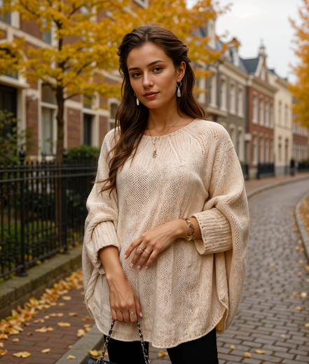 Alinde | Stijlvolle Oversized Gebreide Trui voor Dames met Batwing-Mouwen