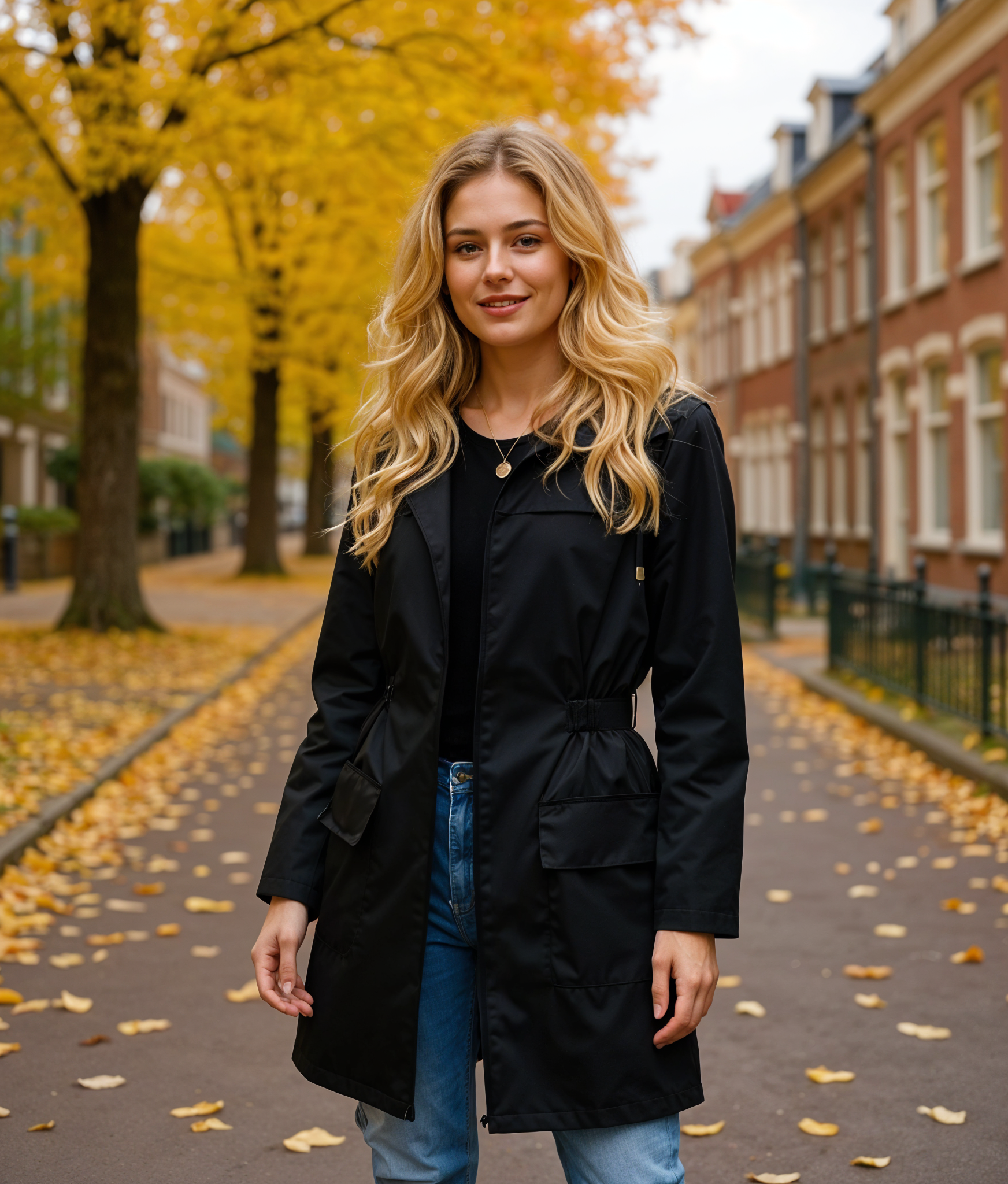 Avy | Dames Trenchcoat Zwart met Waterafstotend Materiaal en Rits