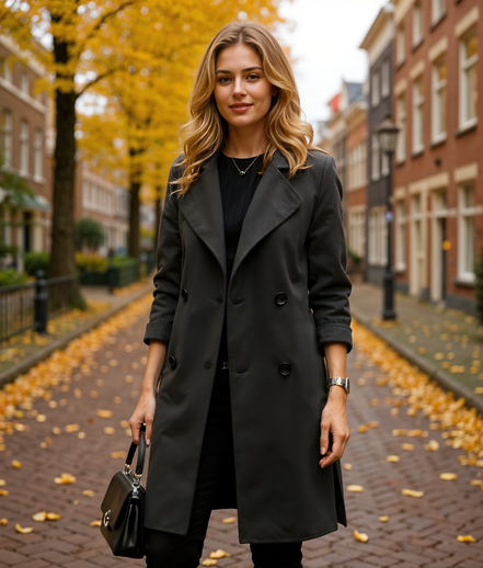 Bellisa | Elegante Dames Trenchcoat voor Stijlvolle Lange Looks