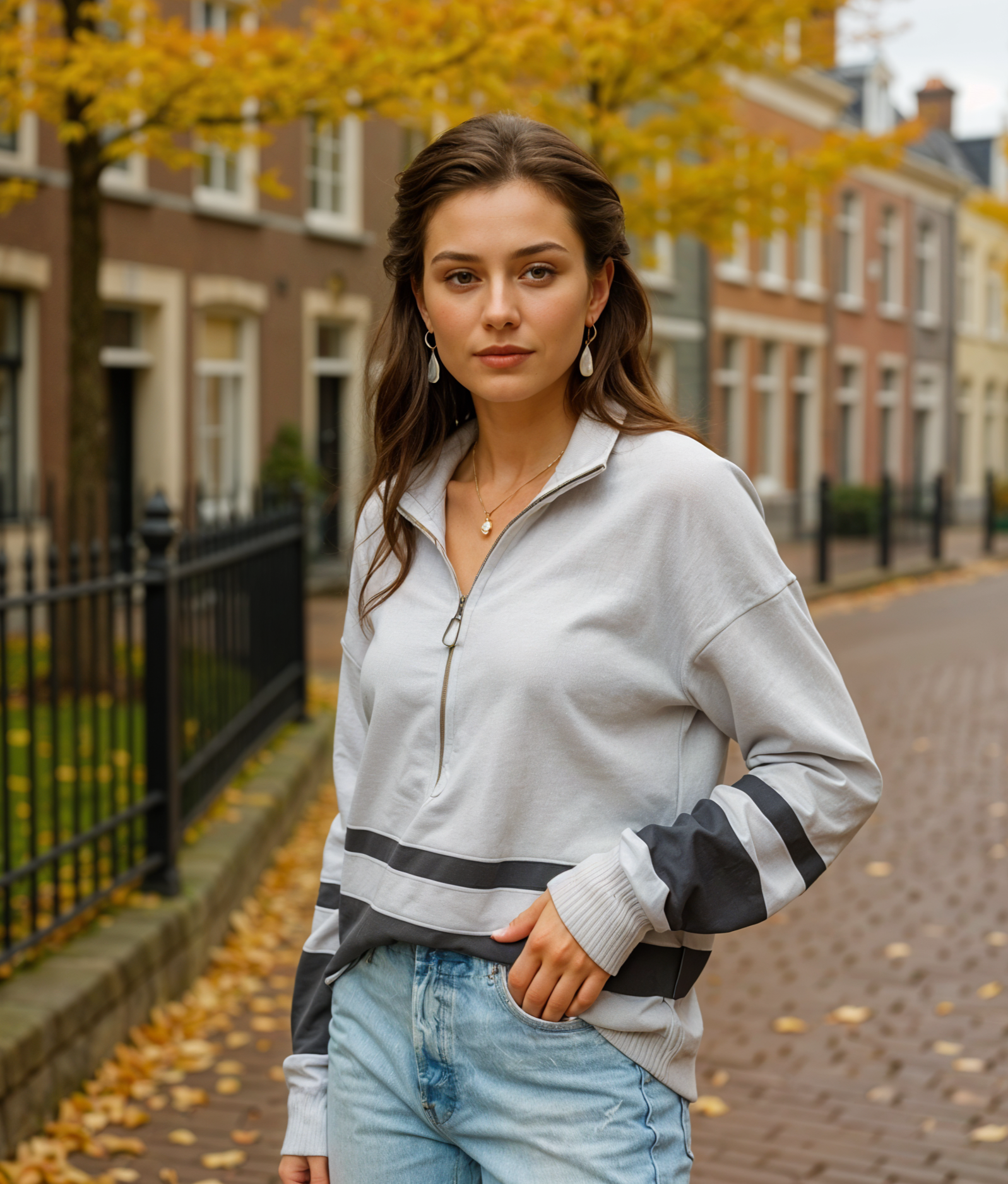 Bentheline | Stijlvolle Gebreide Zip-Up Dames Trui met Retro Patchwork