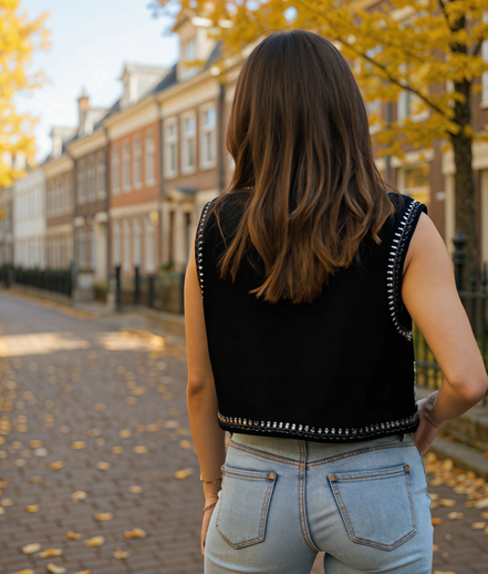 Brechtje | Vintage Geborduurd Dames Vest Met Tijdloze Charme