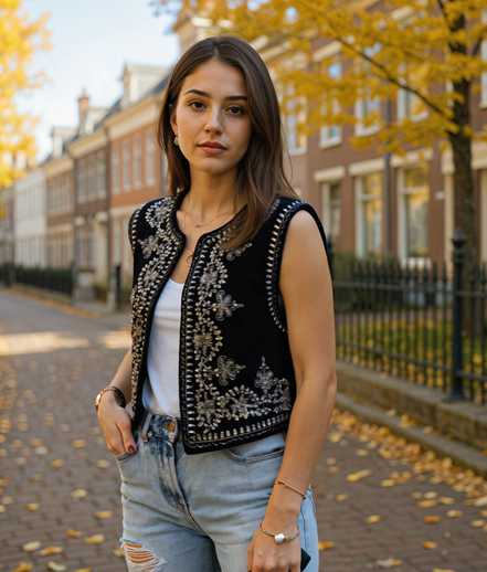 Brechtje | Vintage Geborduurd Dames Vest Met Tijdloze Charme