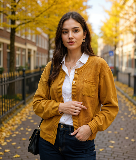 Carice | Comfortabele Oversized Gebreide Cardigan voor Dames met Borstzak