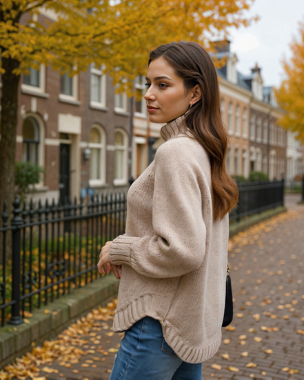 Daya | Luxe Lange Grof Gebreide Dames Trui voor Comfort en Stijl