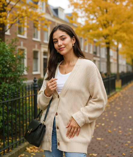 Dieke | Trendy Gestreepte Knoop Trui voor Dames met Relaxed Fit