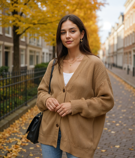 Dieke | Trendy Gestreepte Knoop Trui voor Dames met Relaxed Fit