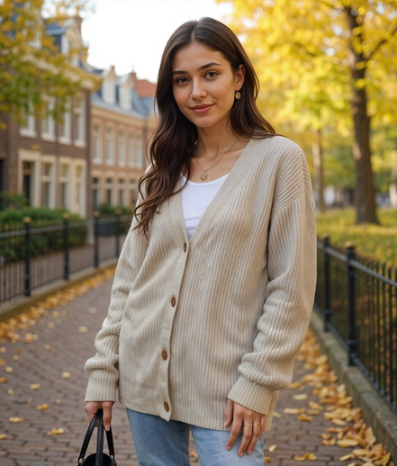 Dieke | Trendy Gestreepte Knoop Trui voor Dames met Relaxed Fit