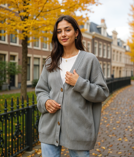 Dieke | Trendy Gestreepte Knoop Trui voor Dames met Relaxed Fit