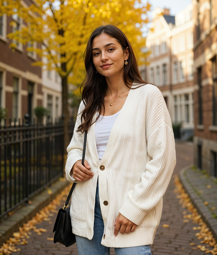 Dieke | Trendy Gestreepte Knoop Trui voor Dames met Relaxed Fit