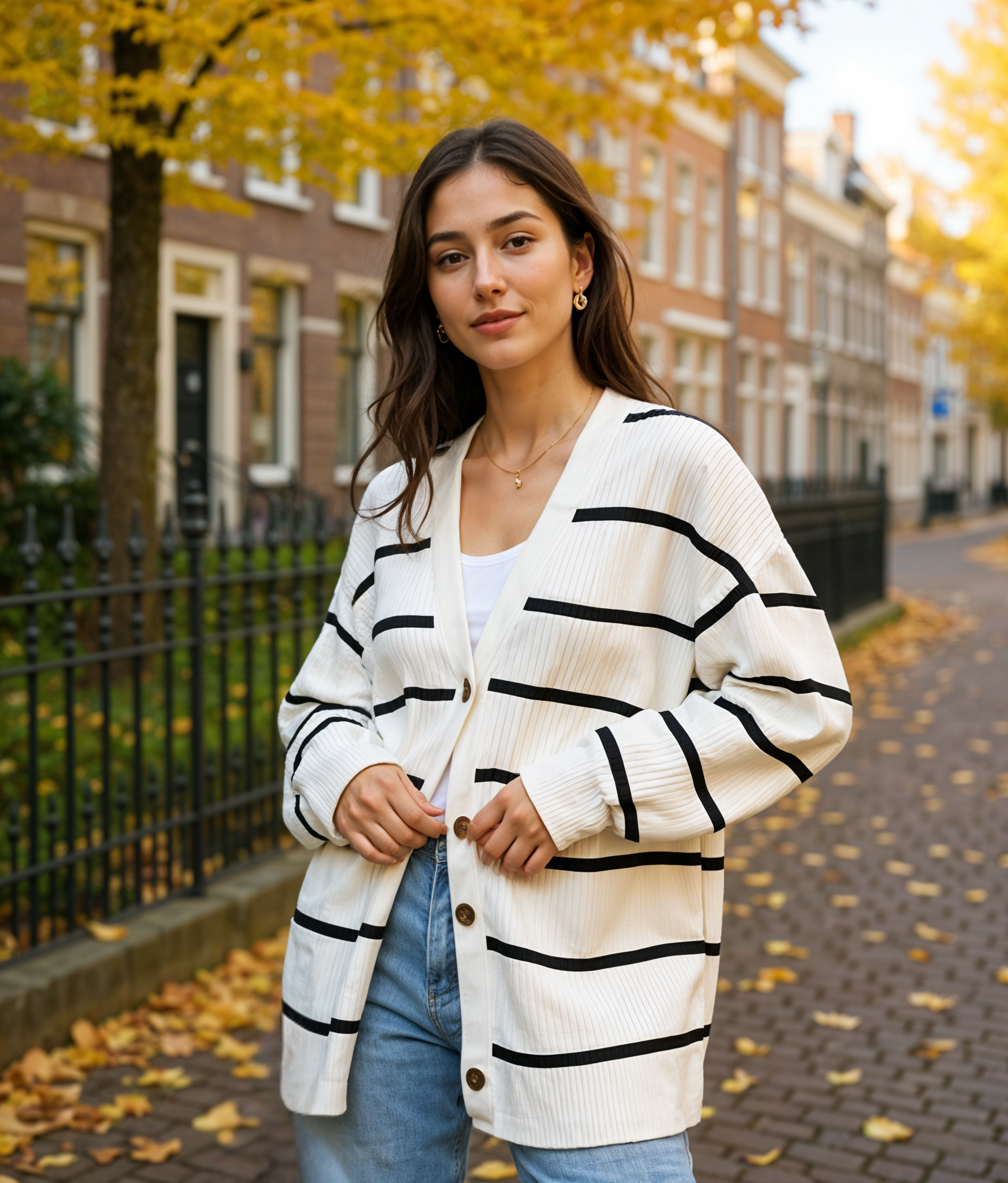 Dieke | Trendy Gestreepte Knoop Trui voor Dames met Relaxed Fit