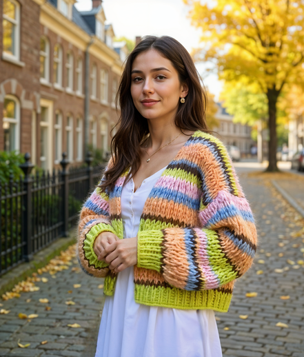 Dieuwke | Stijlvolle Chunky Gebreide Cardigan voor Dames met Open Voorkant