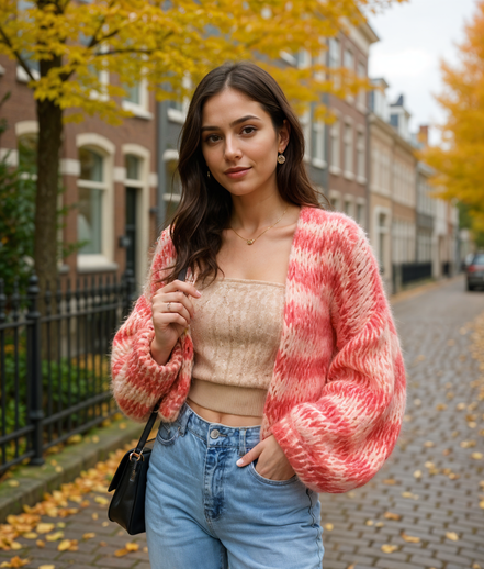 Dieuwke | Stijlvolle Chunky Gebreide Cardigan voor Dames met Open Voorkant