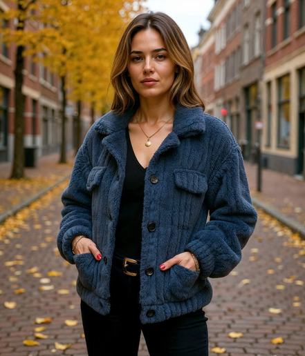 Eline l Ultrazacht Zomerjack voor Dames met Boxy Pasvorm en Vintage Parelknopen - Neutrale Kleur