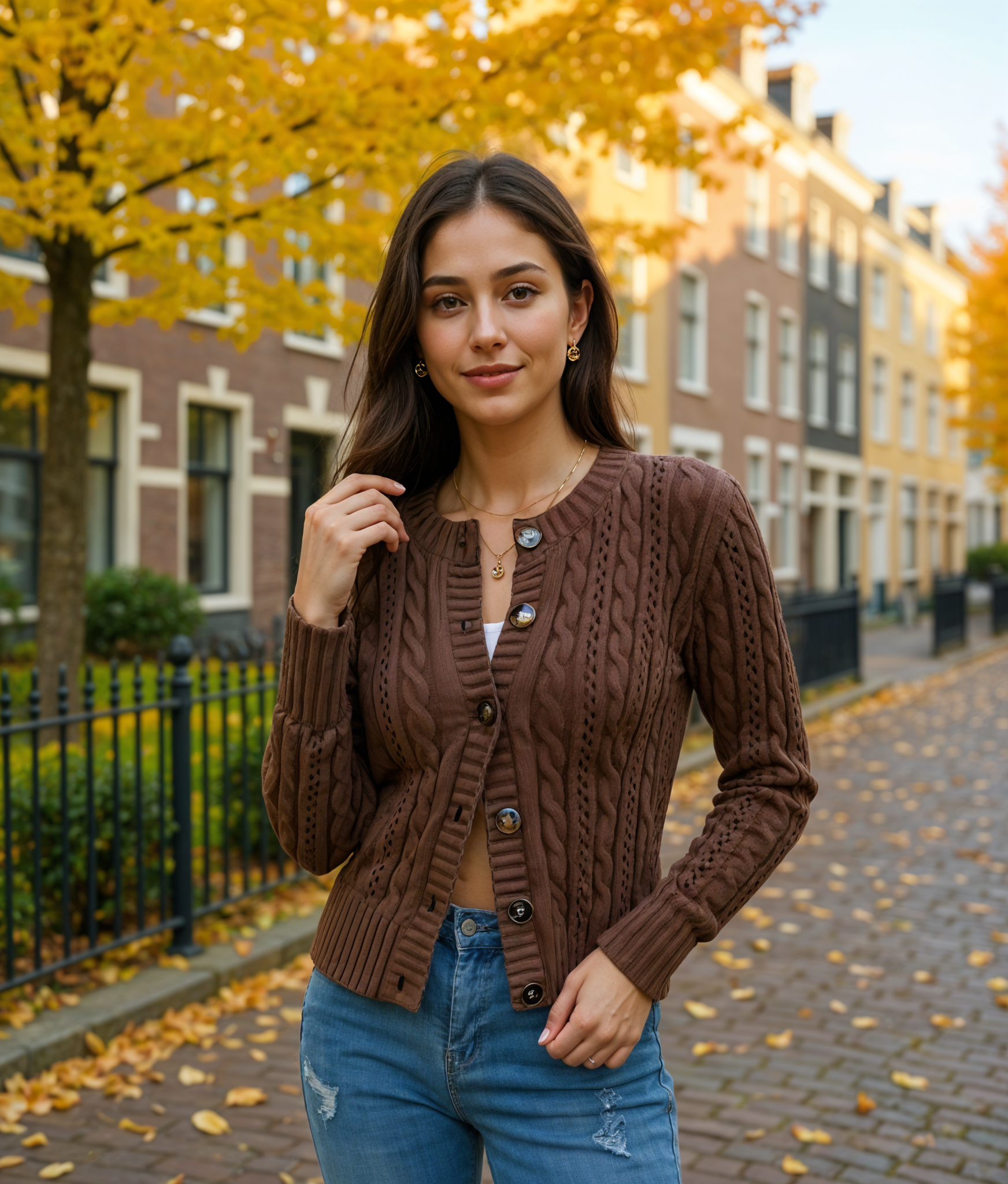 Elske | Slanke Cardigan Dames met Knoopsluiting en Kabelbrei Ontwerp