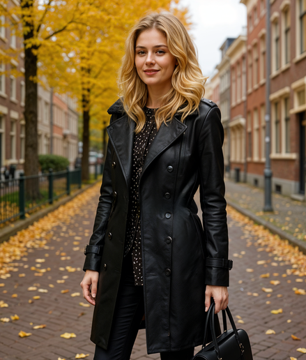 Elverine | Stijlvolle Lange Trenchcoat Dames voor Elegante Winterlooks