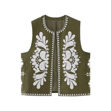 Emma | Stijlvol Mouwloos Vest Dames met Geborduurde Details 0