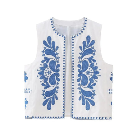 Emma | Stijlvol Mouwloos Vest Dames met Geborduurde Details 4