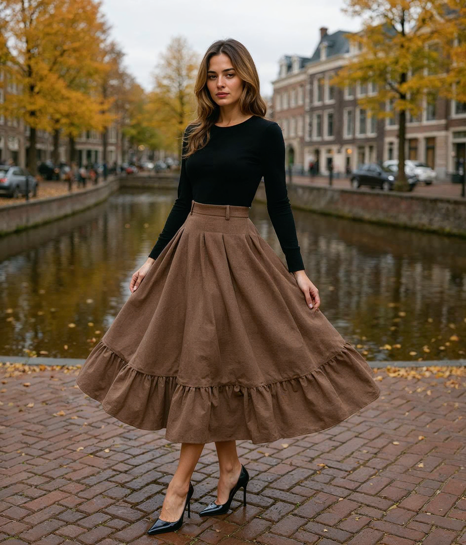 Fenna l Zwarte Dames Rok van Hoogwaardige Metaalzijde – Flatteuze Pasvorm voor Elke Gelegenheid