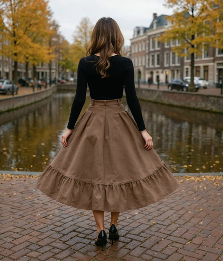 Fenna l Zwarte Dames Rok van Hoogwaardige Metaalzijde – Flatteuze Pasvorm voor Elke Gelegenheid