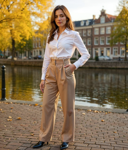 Frederika l Hoge Taille Palazzo Broek Dames - Comfortabele Wijde Pijpen Zomerbroek voor Casual en Formele Gelegenheden