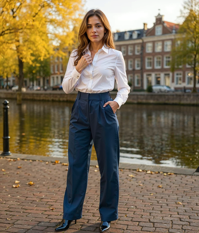 Frederika l Hoge Taille Palazzo Broek Dames - Comfortabele Wijde Pijpen Zomerbroek voor Casual en Formele Gelegenheden