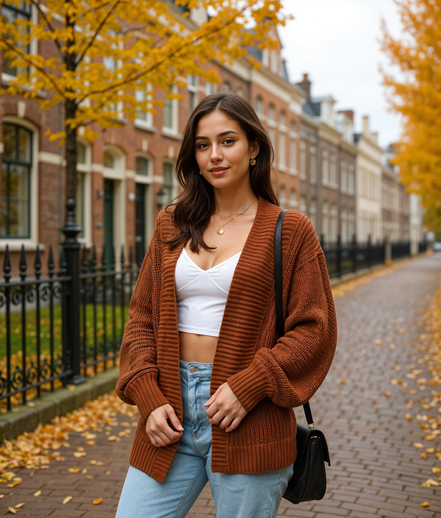 Froukje | Stijlvol Gebreid Vest Dames met Lange Mouwen voor Casual Looks