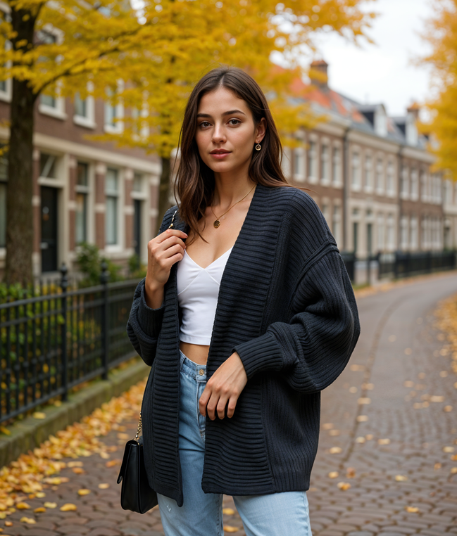 Froukje | Stijlvol Gebreid Vest Dames met Lange Mouwen voor Casual Looks