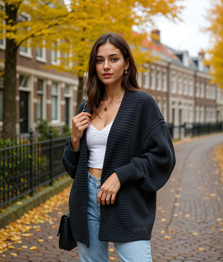 Froukje | Stijlvol Gebreid Vest Dames met Lange Mouwen voor Casual Looks