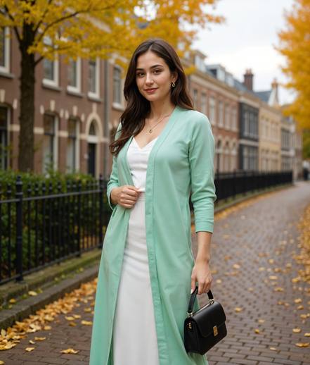 Guusje | Lange Cardigan voor Dames met Open Voorkant en Comfortabele Pasvorm