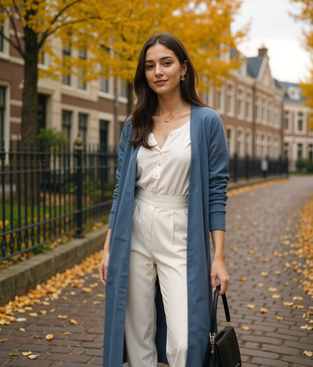 Guusje | Lange Cardigan voor Dames met Open Voorkant en Comfortabele Pasvorm