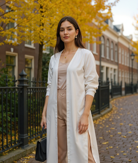 Guusje | Lange Cardigan voor Dames met Open Voorkant en Comfortabele Pasvorm