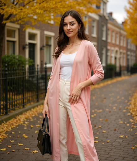 Guusje | Lange Cardigan voor Dames met Open Voorkant en Comfortabele Pasvorm