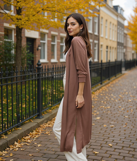 Guusje | Lange Cardigan voor Dames met Open Voorkant en Comfortabele Pasvorm