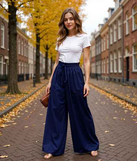 Hannelore | Elegante Wijde Broek Dames met Hoge Taille en Trekkoord
