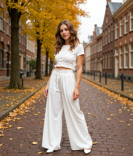 Hannelore | Elegante Wijde Broek Dames met Hoge Taille en Trekkoord