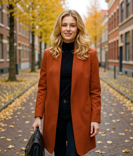 Heline | Stijlvolle Lange Dames Jas voor de Winter met Standkraag