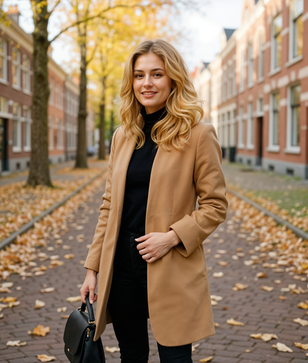 Heline | Stijlvolle Lange Dames Jas voor de Winter met Standkraag