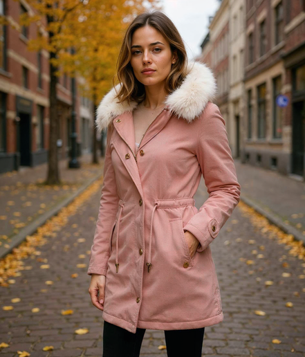 Imke l Lange Winterjas Dames met Witte Bontkraag – Waterdicht en Gewatteerd voor Maximale Warmte