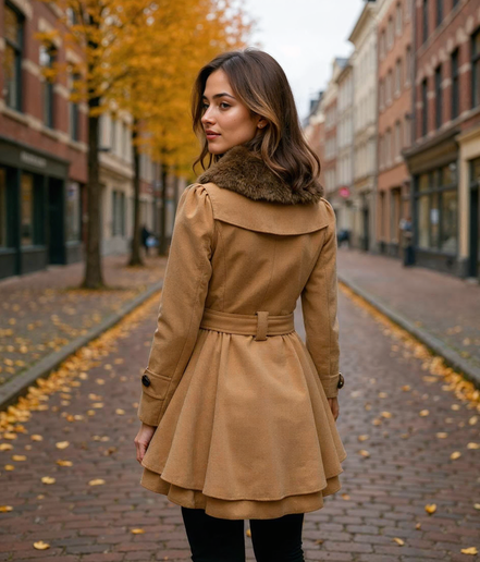 Jinte l Lange Gewatteerde Winterjas Dames met Bontkraag - Stijlvolle en Comfortabele Dames Winterjas