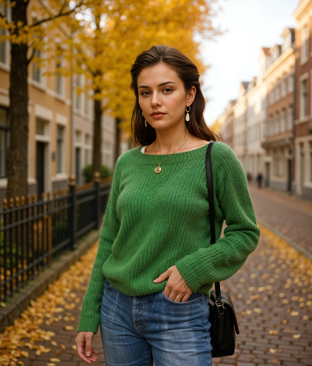 Katelijne | Comfortabele Gebreide Trui Dames met Losse Fit en Lange Mouwen