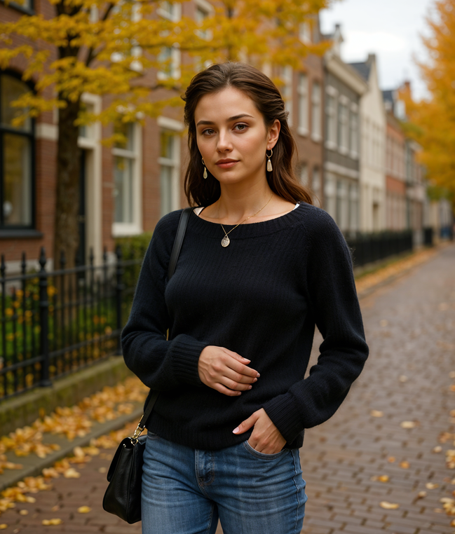 Katelijne | Comfortabele Gebreide Trui Dames met Losse Fit en Lange Mouwen