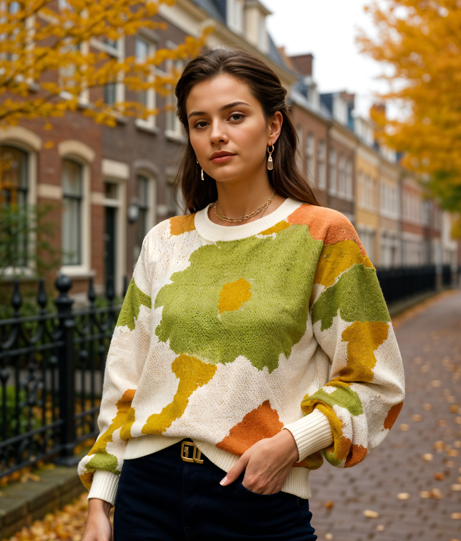 Leontien | Modieuze Gebreide Trui Dames met Ballonmouwen en Ronde Hals