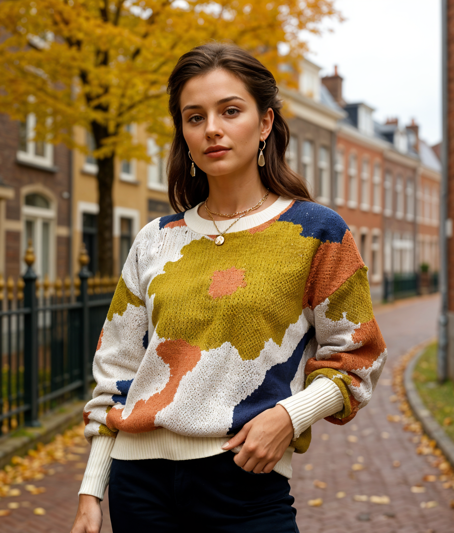 Leontien | Modieuze Gebreide Trui Dames met Ballonmouwen en Ronde Hals