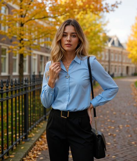 Leya | Witte Dames Blouse Met Elegante Effen Stijl Voor Elke Gelegenheid